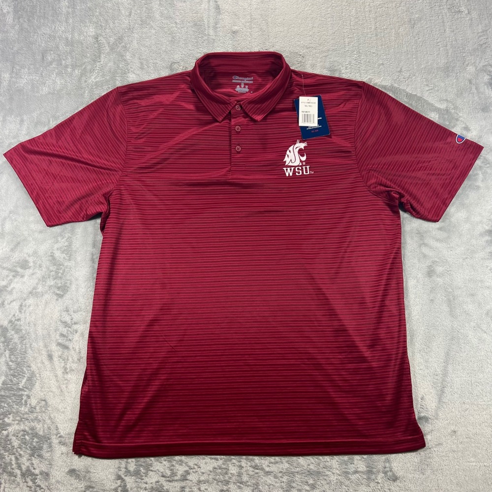 WSU COUGARS CHAMPION Polo Mens XL Crimson Maroon NWT Washington State College